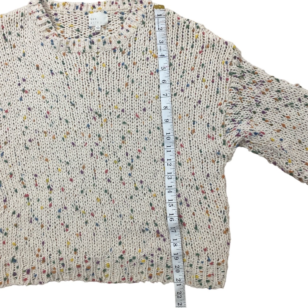 DEE ELLY Women’s Sweater Popcorn Funfetti Knit Distress Drop Shoulder Size Small - Picture 15 of 16